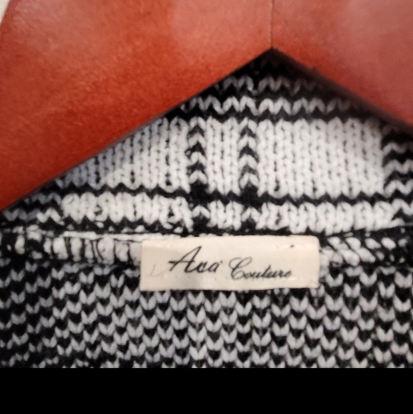 AVA COUTURE black and White oversized plaid chunky sweater jacket w/tie SZ XL - Picture 2 of 11